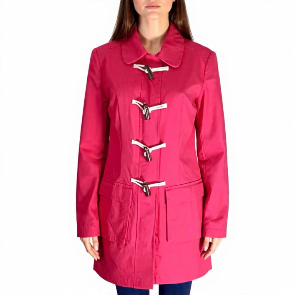 GAP Berry Pink Lightweight Toggle Button Zip Up Trench Coat Medium